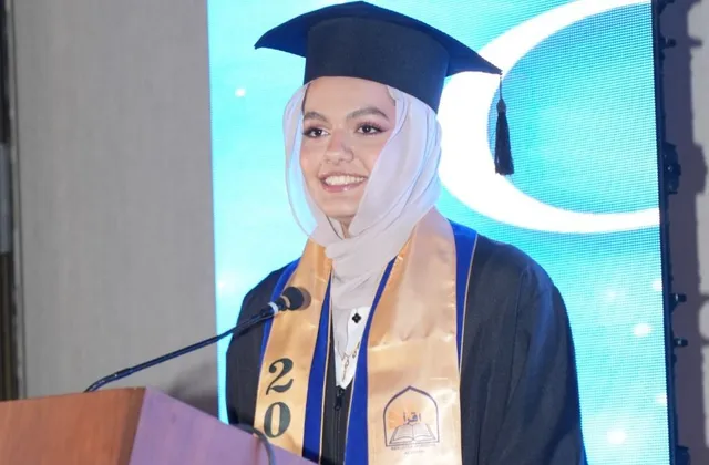 A BHA graduate speaking at the graduation ceremony